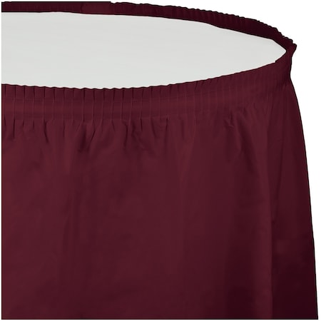 Burgundy Red Plastic Tableskirt, 14', 6PK